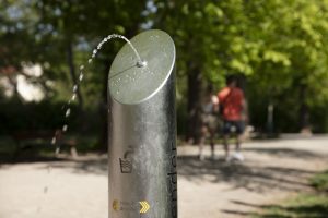 Ein Trinkbrunnen der Leipziger Wasserwerke im Brettschneiderpark.